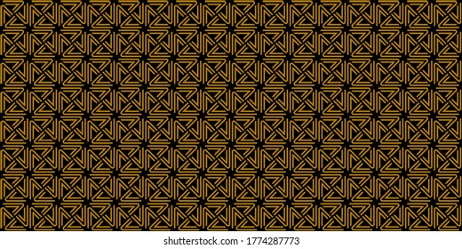 Seamless of triangle polar pattern vector. Design geometric gold on black background. Design print for illustration, textile, texture, wallpaper, background. Set 2
