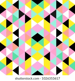 Seamless triangle punchy pastel colors. Colorful holiday happy pattern. 
