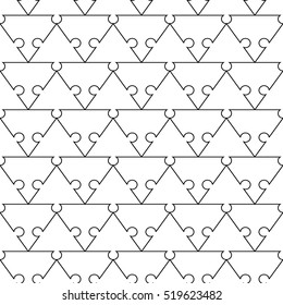 Seamless triangle puzzle pattern. Triangle puzzle piece wallpaper template. Vector banner presentation.