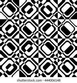 Seamless Triangle and Square Pattern. Abstract Monochrome Background. Vector Regular Texture