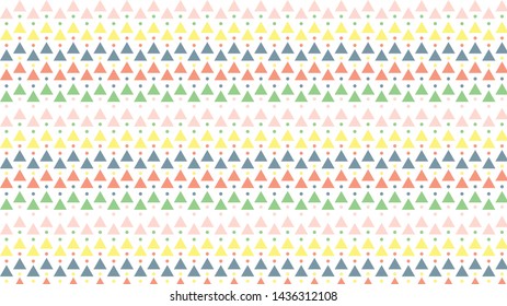 Seamless triangles and circles with bright colors on a white background reproduce the vector surface of the wallpaper.
