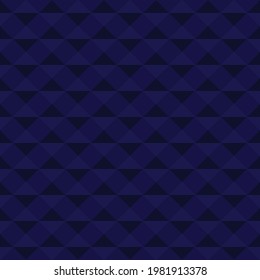 Seamless triangles geometric pattern or hexagonal pyramids in shades of dark blue. Modern architectural background, Optical illusion. Vector illustration
