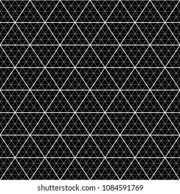 Seamless triangles pattern. Interlocking triangular shapes tessellation background. Triangle figures wallpaper. Grate backdrop. Grid motif. Polygons image. Digital paper design, textile print, Vector