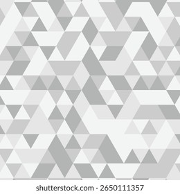 Padrão geométrico triangular sem emenda em tons de cinza, fundo vetorial poligonal abstrato, design mínimo moderno para tecido, papel de parede, Web, embalagem, arte digital, azulejos ou decoração imprimível.