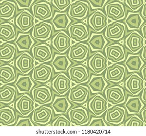 Seamless triangular pattern from pale green geometrical abstract ornaments on a light background. Vector illustration. Suitable for fabric, wallpaper and wrapping paper
