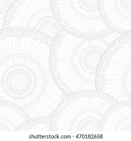 Seamless tribal abstract pattern about nature for printing on fabric or paper. Doodleart mandala design. Hand drawn forest background.