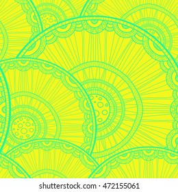 Seamless tribal abstract pattern about nature for printing on fabric or paper. Doodleart mandala design. Hand drawn forest background.