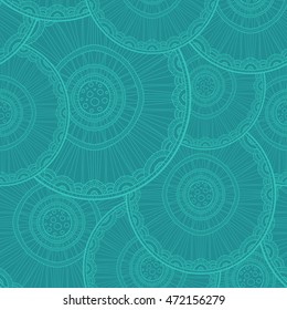 Seamless tribal abstract pattern about nature for printing on fabric or paper. Doodleart mandala design. Hand drawn forest background.