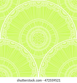 Seamless tribal abstract pattern about nature for printing on fabric or paper. Doodleart mandala design. Hand drawn forest background.