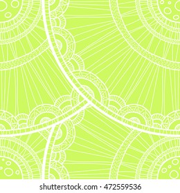 Seamless tribal abstract pattern about nature for printing on fabric or paper. Doodleart mandala design. Hand drawn forest background.