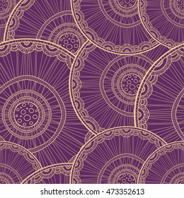 Seamless tribal abstract pattern about nature for printing on fabric or paper. Doodleart mandala design. Hand drawn forest background.