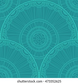 Seamless tribal abstract pattern about nature for printing on fabric or paper. Doodleart mandala design. Hand drawn forest background.