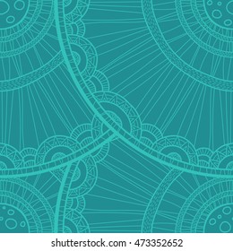 Seamless tribal abstract pattern about nature for printing on fabric or paper. Doodleart mandala design. Hand drawn forest background.