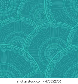 Seamless tribal abstract pattern about nature for printing on fabric or paper. Doodleart mandala design. Hand drawn forest background.