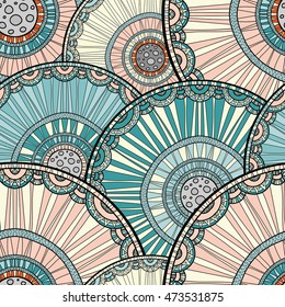 Seamless tribal abstract pattern about nature for printing on fabric or paper. Doodleart mandala design. Hand drawn forest background.