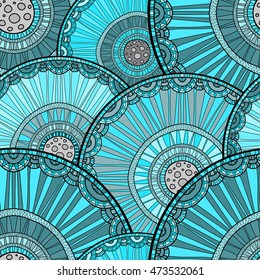 Seamless tribal abstract pattern about nature for printing on fabric or paper. Doodleart mandala design. Hand drawn forest background.
