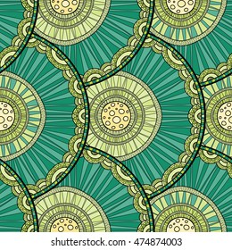 Seamless tribal abstract pattern about nature for printing on fabric or paper. Doodleart mandala design. Hand drawn forest background.