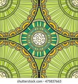 Seamless tribal abstract pattern about nature for printing on fabric or paper. Doodleart mandala design. Hand drawn background.
