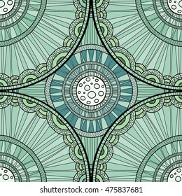 Seamless tribal abstract pattern about nature for printing on fabric or paper. Doodleart mandala design. Hand drawn background.