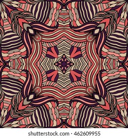 Seamless tribal abstract pattern for printing on fabric or paper. Hand drawn background.