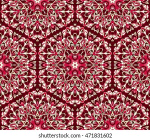 Seamless tribal abstract pattern for printing on fabric or paper. Hand drawn background.