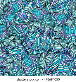Seamless tribal abstract pattern for printing on fabric or paper. Hand drawn background.