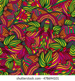 Seamless tribal abstract pattern for printing on fabric or paper. Hand drawn background.