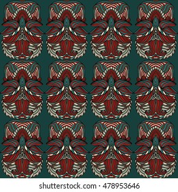 Seamless tribal abstract pattern for printing on fabric or paper. Hand drawn background.