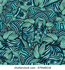 Seamless tribal abstract pattern for printing on fabric or paper. Hand drawn background.