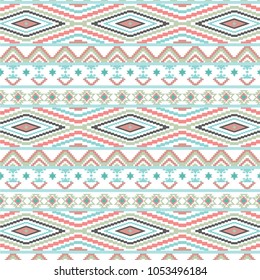 Seamless tribal  art pattern. Ethnic geometric print. Aztec colorful repeating background texture. 
