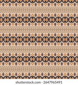 Padrão asteca tribal sem costura - negrito Geometric Boho Textile Design na Marinha e Laranja. design é perfeito para impressões de tecido, decoração de casa, papel de parede, papel de embalagem, fundos digitais.