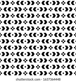 Seamless tribal black and white pattern. Ethnic vector ornament geometric