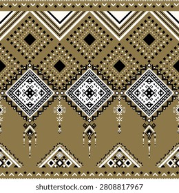 Seamless Tribal Diamond Pattern Ethnic Geometric Border Textile Background