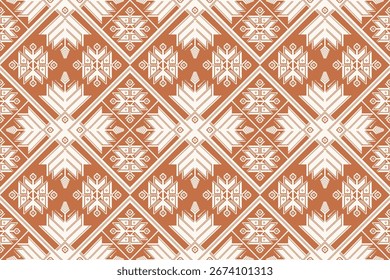 Padrão Têxtil Tribal Diamante Sem Costura - Vetor Geométrico Étnico Ornamental