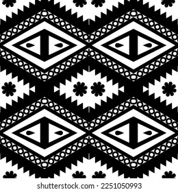 Patrón étnico tribal sin foco. Fondo vectorial blanco y negro.