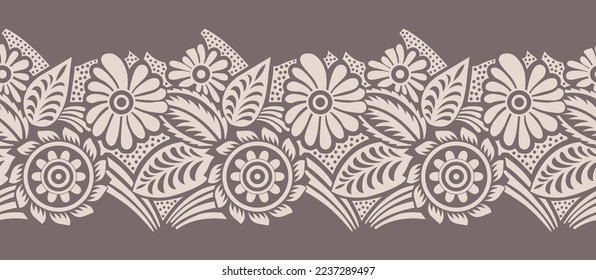 Seamless tribal floral border design