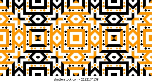 Seamless Tribal Geometric Pattern With Bold Squares