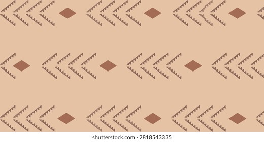 Seamless tribal geometric pattern with chevron arrows and diamond shapes in earthy warm tones.