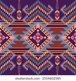 Seamless Tribal Geometric Pattern - Ethnic Abstract Design with Bold and Vibrant Colors