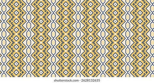 Seamless Tribal Geometric Pattern in Yellow and Cream Tones