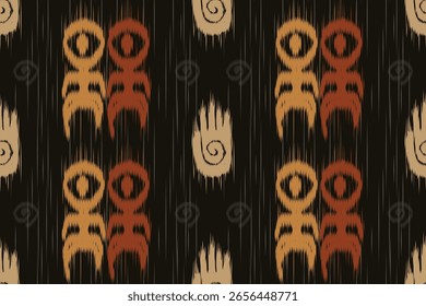 Patrón Tribal Ikat sin costuras en tonos tierra cálidos – Diseño textil de Vector.