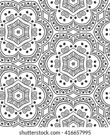 Seamless tribal mandala pattern background. Meditative zentangle creative illustration.