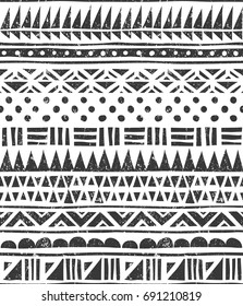 Seamless Tribal Pattern. Abstract Block Print. EPS 10 Vector Illustration.