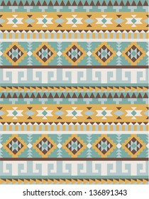 Seamless tribal pattern in blue and gold colors