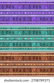 Seamless tribal pattern. drawn lines abstract symbols, circles, triangles, and ethnic ornamental shapes.