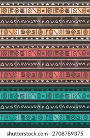 Padrão tribal contínuo. linhas desenhadas símbolos abstratos, círculos, triângulos e formas ornamentais étnicas.