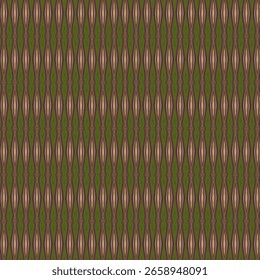 Patrón tribal sin fisuras en tonos terrosos y fondo verde oliva, perfecto para textiles, Fondos de pantalla y diseños étnicos. Una hermosa fusión de simetría y tradición.