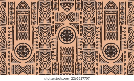 Seamless tribal pattern. Ethnic Handmade vector line. Horizontal stripes, aztec maya texture. Monochrome colors brush for your textiles. Vector illustration ready for fashion textile print.