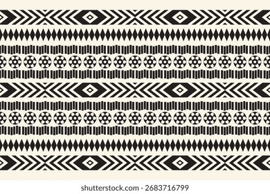 Seamless tribal pattern, folk embroidery, traditional geometric Aztec ornament.Ethnic tribal Aztec African stripe background.  Traditional Native  design for fabric, textile, print, rug, paper
