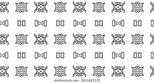 Seamless tribal pattern with geometric symbols, abstract shapes, and symmetrical design. Ideal for textile, wallpaper, or cultural-themed digital backgrounds.